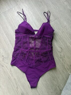 NWOT La Perla Violet Lace & Mesh Bodysuit